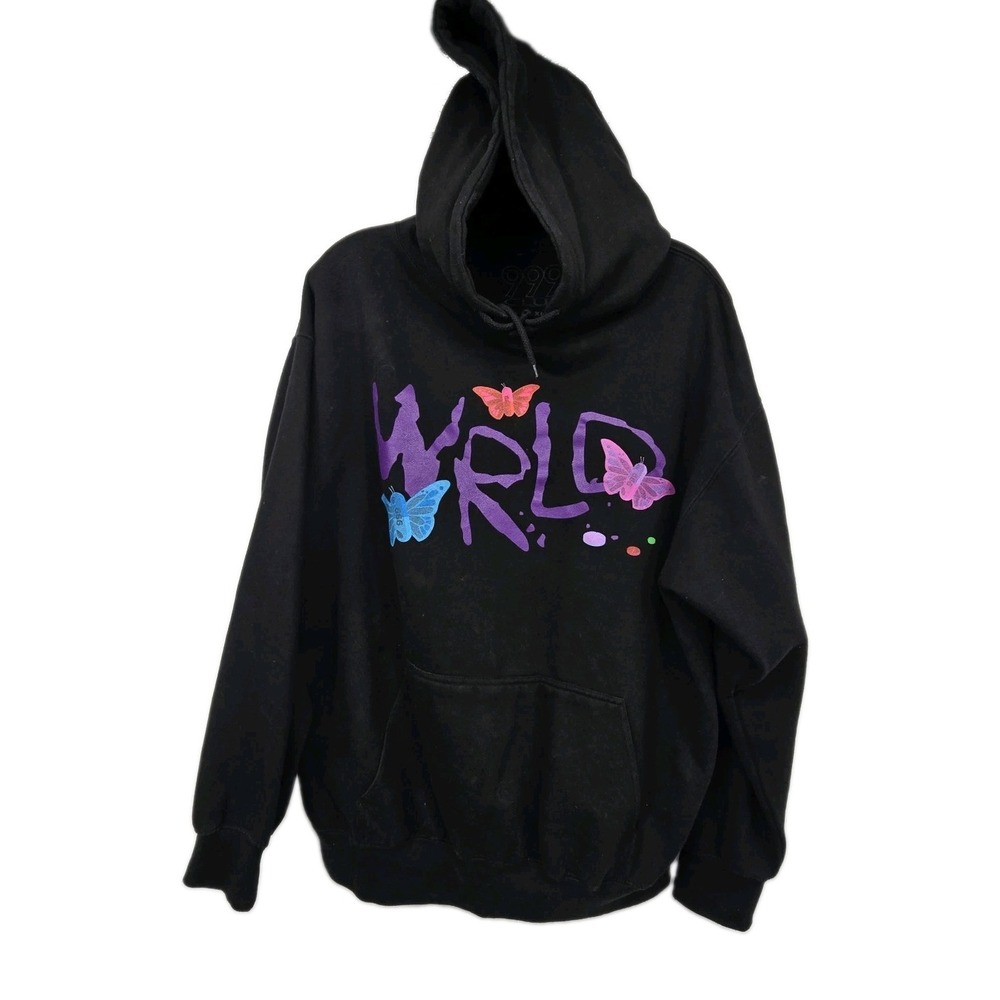 Juice Wrld 999 Club Official Merch Butterfly Druggerfly Hoodie Mens L Black